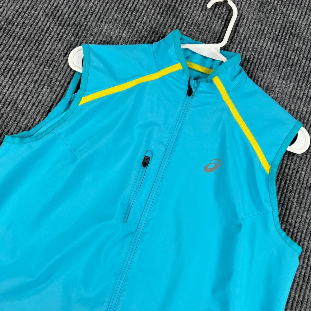 Asics‎ Jacket Womens Size Large Blue Sleeveless Full Zip Running Active Outdoor